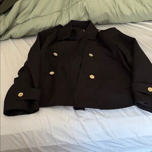 MICHAEL Michael Kors Black waist length Pea Coat with Gold Buttons